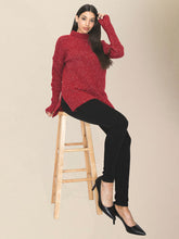 Pull ample décontracté à revers et épaules tombantes pour femme RP0023563